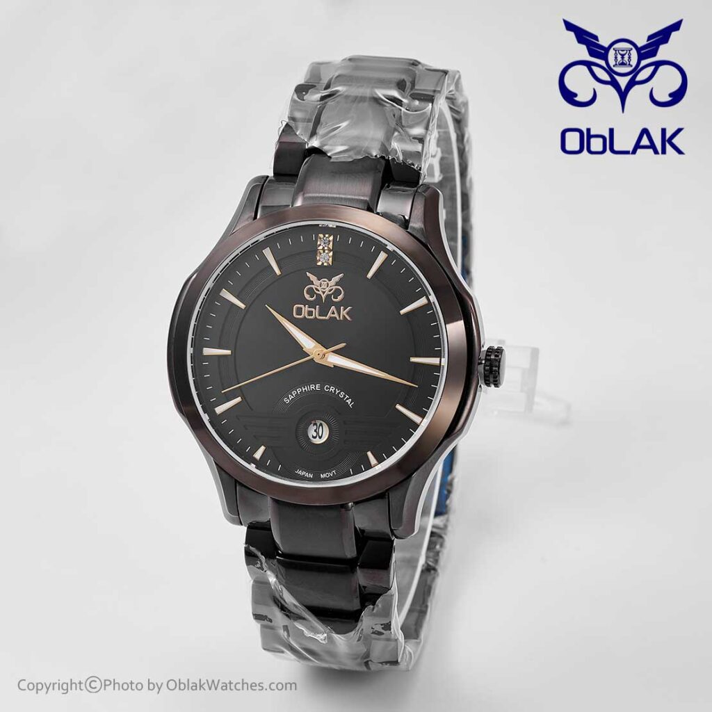ساعت مچی مردانه عقربه‌ ای اوبلاک Oblak مدل LA43738-G مشکی صفحه مشکی