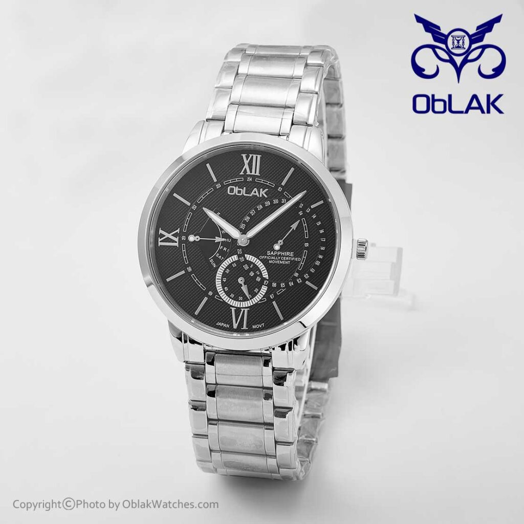 ساعت مچی مردانه عقربه‌ ای اوبلاک Oblak مدل LA43745-G نقره ای صفحه مشکی