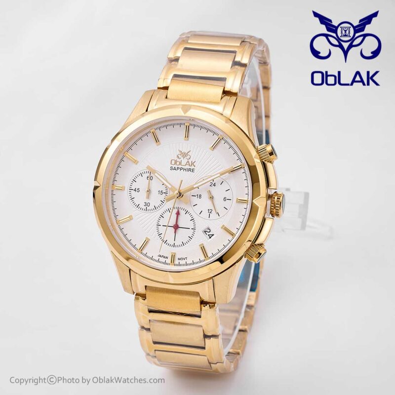 ساعت مچی مردانه عقربه‌ ای اوبلاک Oblak مدل LA43751-G طلایی صفحه سفید