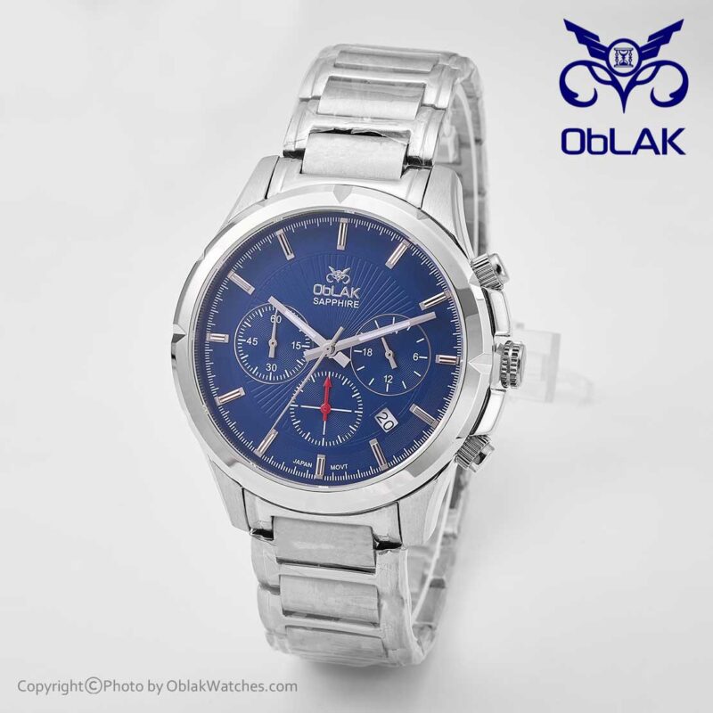 ساعت مچی مردانه عقربه‌ ای اوبلاک Oblak مدل LA43751-G نقره ای صفحه آبی