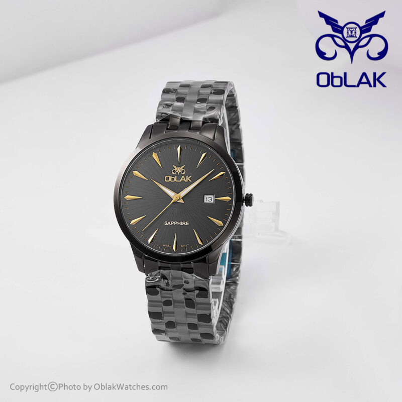ساعت مچی مردانه عقربه‌ ای اوبلاک Oblak مدل LA43752-G مشکی صفحه مشکی